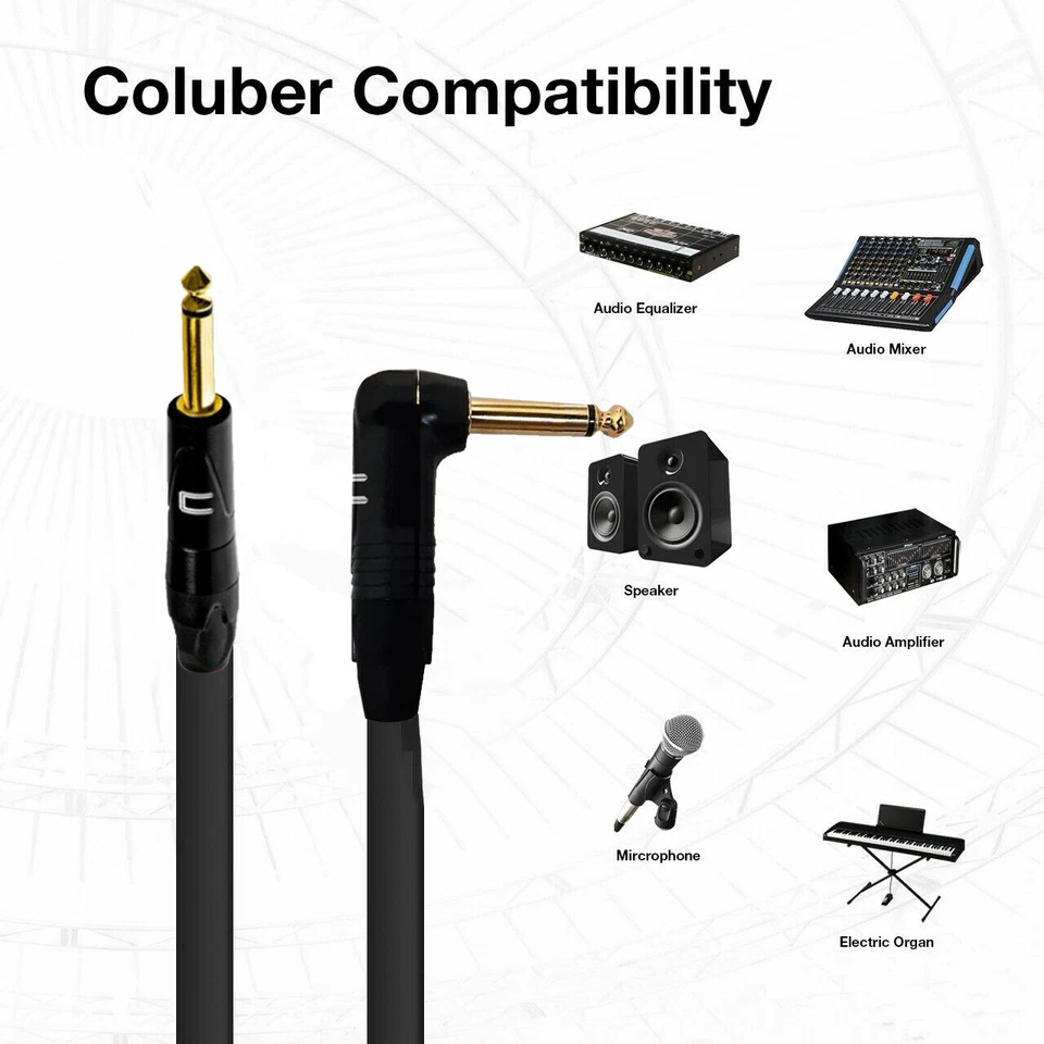 Cabo mono desequilibrado 1/4" TS macho para ângulo reto - comprimento personalizado, cabo colorido - Imagem 3 de 4