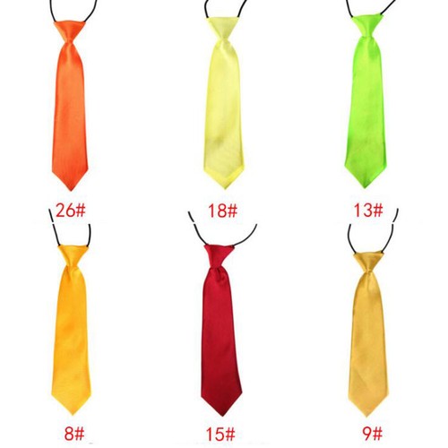 2PCS Boys Girls Classic Satin Elastic Neck Tie Wedding Prom Children School Tie - Picture 2 of 32