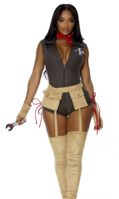 Sexy Forplay Fix It Babe Handyman Brown Romper Costume 552922