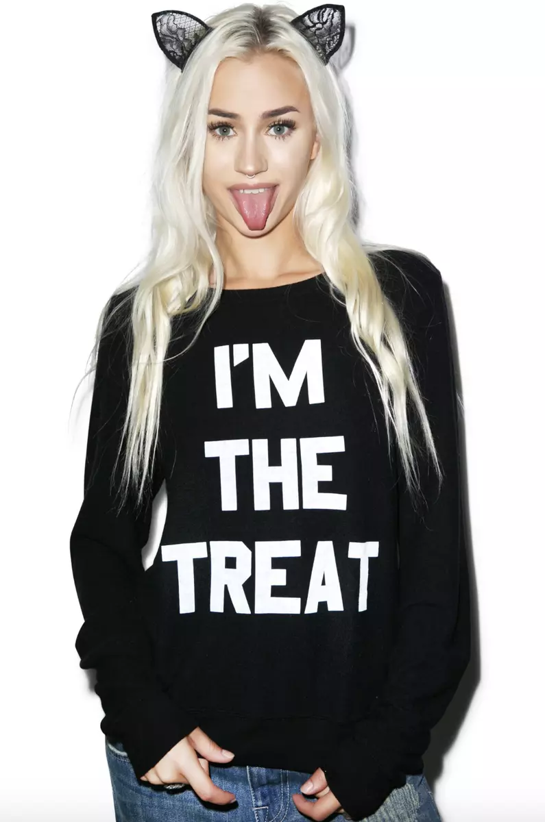 Wildfox Black I m The Treat Baggy Beach Jumper Sweater Size Small