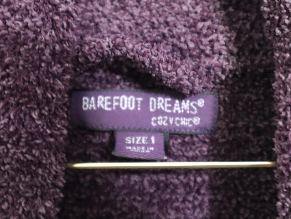 Barefoot Dreams Robe Women 1 Purple Cozy Chic Heathered Microfiber Lounge Travel - Image 3 of 4