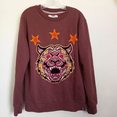 French Kick Paris Gang Tiger Embroidered Sweatshirt Ironic Streetwear Men XL