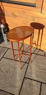 Elegant Shell Inlaid Antique Oval Side Wine Table Edwardian  - Image 1 of 4