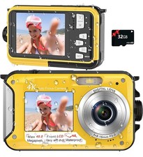 4K Underwater Camera 11FT Waterproof with 32GB Card 48MP Autofocus Dual-Screen..