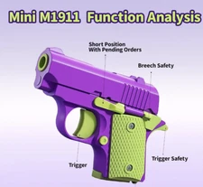 1911 3D Printed Small Pistol Toys Gravity Pistol Fidget Toy Adults Stress Relief