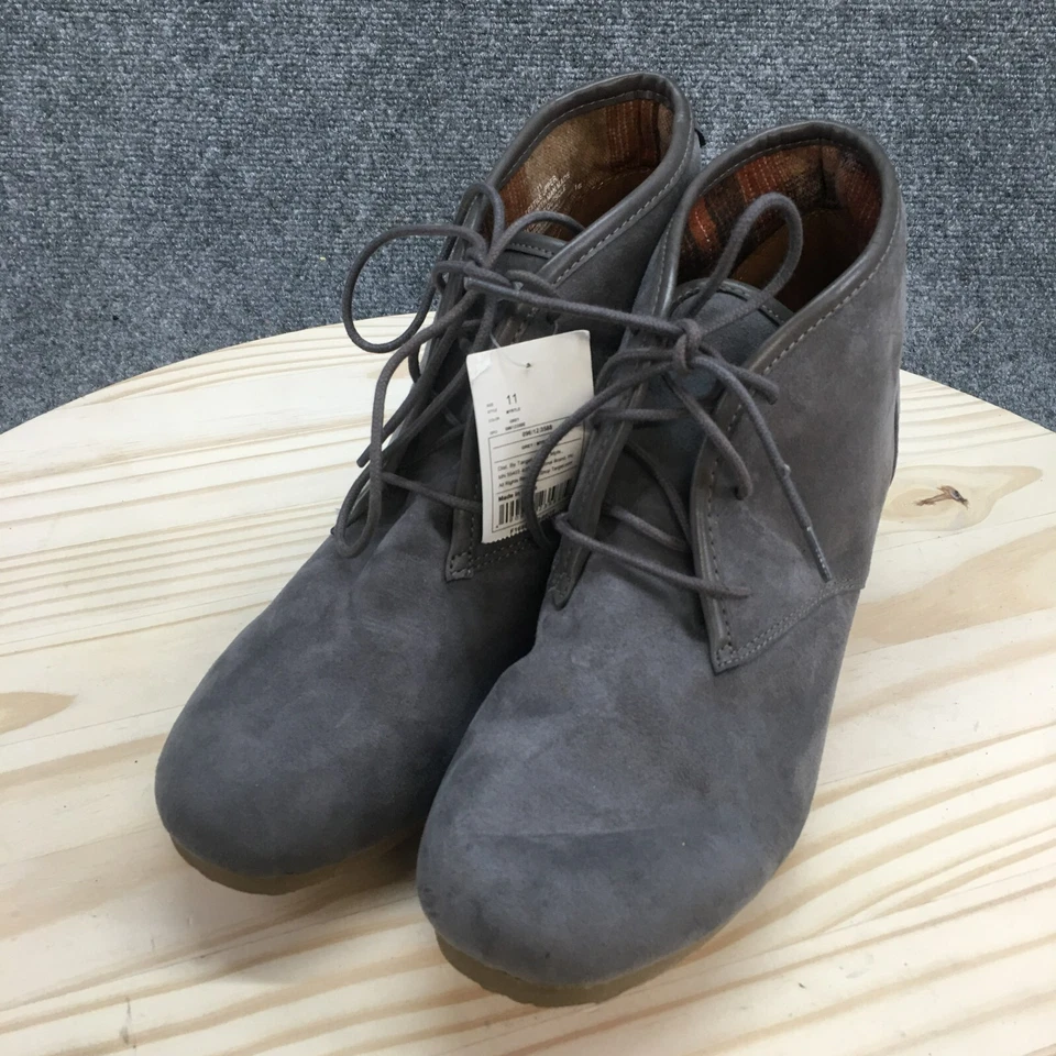 Mad Love ботинки женщин 11 мирт на танкетке ботинок серый замшевый шнурует вверх повседневный новый - Изображение 3 из 4