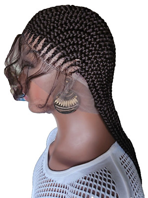 100% Handmade Cornrow braided  wig made with full lace wig bala Bala Dark Brown