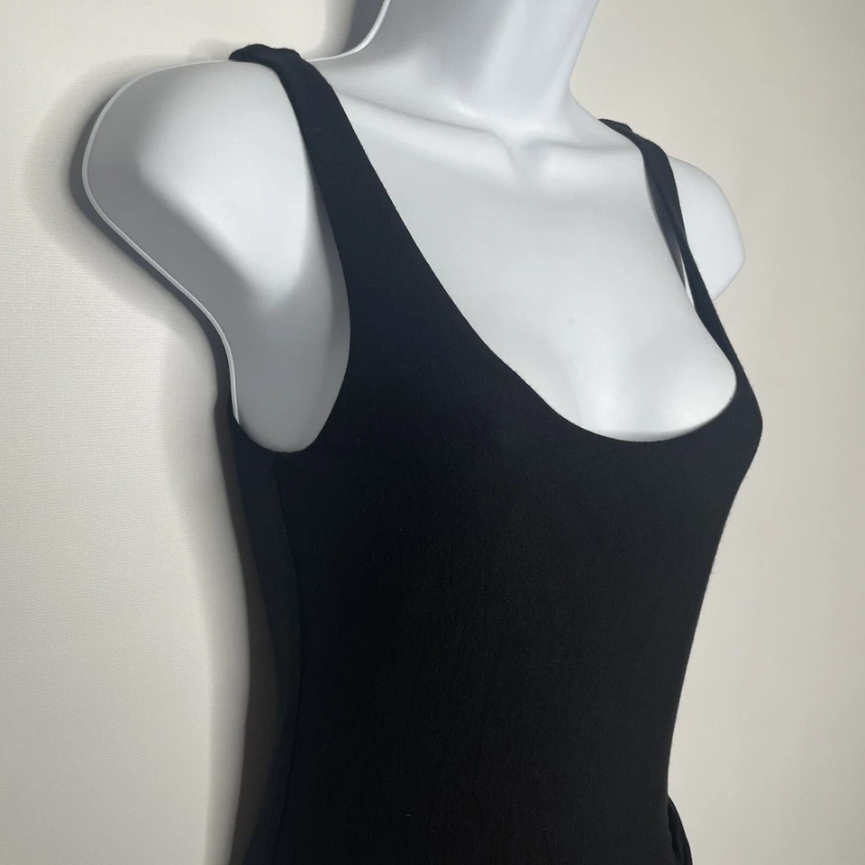 Vintage Y2K Marciano Black Draped Jersey Exposed Zipper Maxi Dress Size S - Image 4 of 4