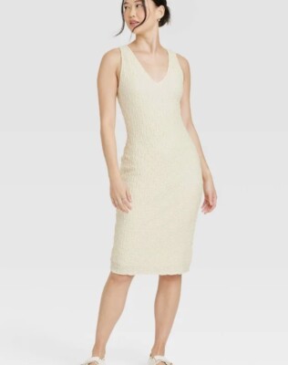 long sleeve cable knit sweater dress Seasonal Treats Cable Knit Sweater Dress in Ivory main image 0