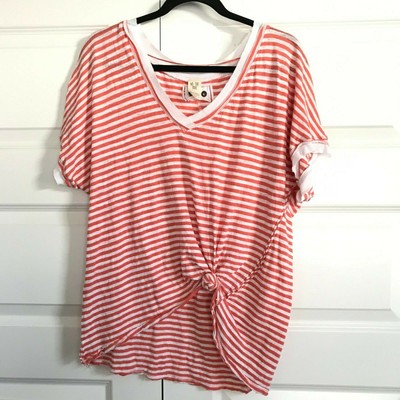 womens red and white striped tee