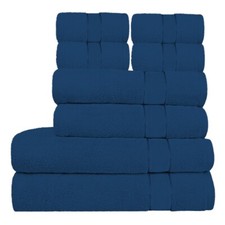 Blue Towel Set of 8, 600 GSM Bath Towels, 100 Premium Cotton