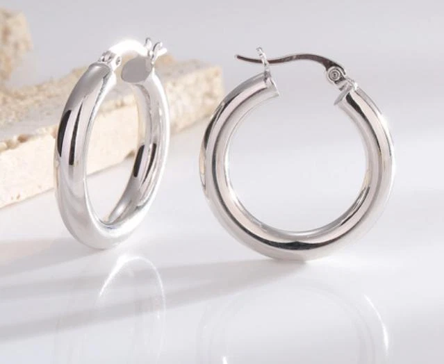 premier design ювелирные изделия полированные посеребренные обручи серьги-ангелы C - Изображение 2 из 4