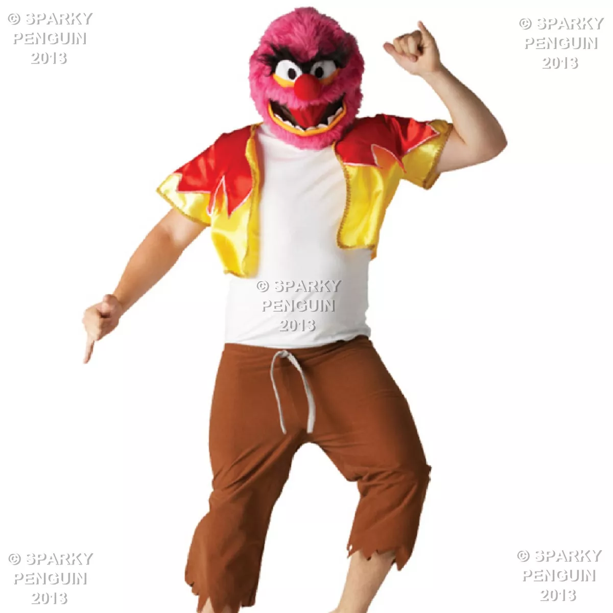 100% DISNEY THE MUPPET SHOW ANIMAL ADULTS OUTFIT - MENS HALLOWEEN PARTY COSTUME