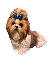 Danbury Mint SHIH-TZU Dog Statue Figurine With Blue Bow rare & retired