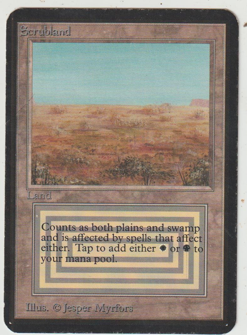 x1 Scrubland Bush Card ALPHA Dual Land MAGIC MTG ENGLISH 1993 EX-NM VINTAGE