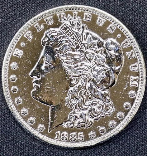 1885-S Morgan Silver Dollar $1 San Francisco AU Details Polished Cleaned