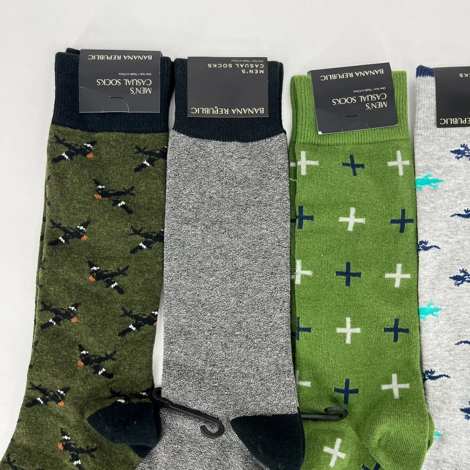 Lote de 4 calcetines de vestir Banana Republic para hombre talla única verde gris media pantorrilla nuevos con etiquetas Foto 3 de 4