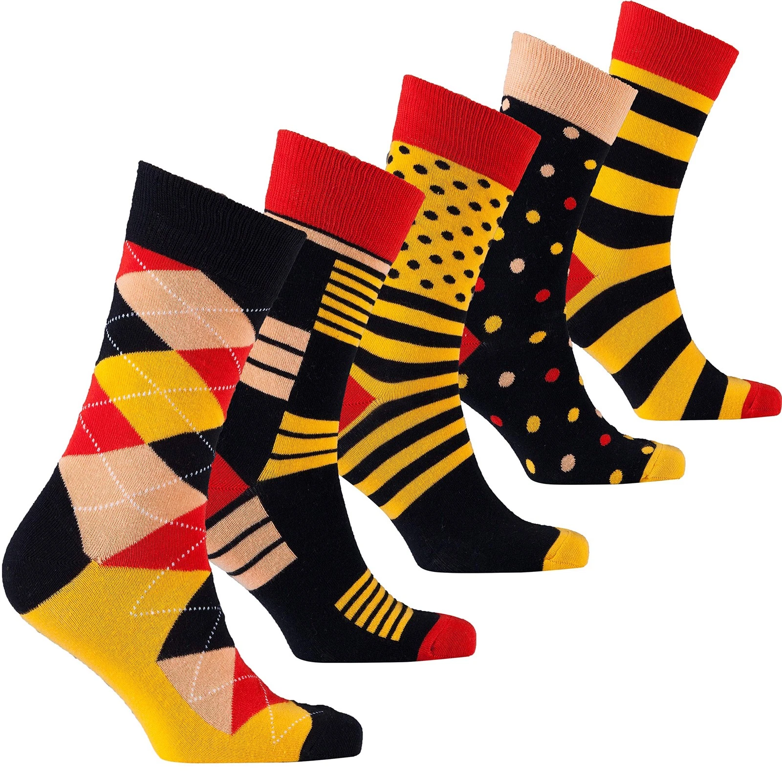 -Men's 5-pair Luxury Fun Cool Cotton Colorful Mix Socks Gift Box