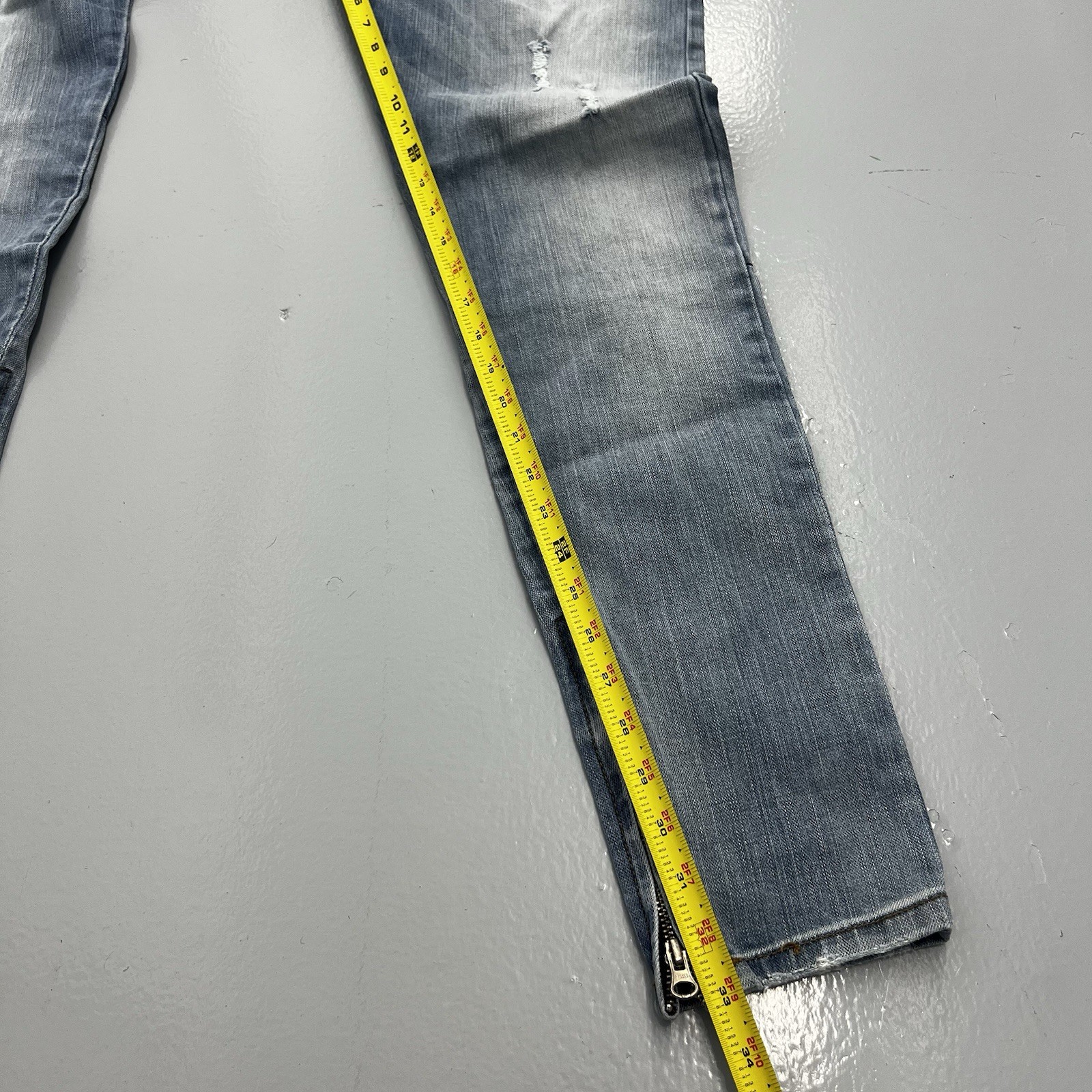 Syndicate Core Light Slim Tapered Leg Distressed Denim Pants Jeans Mens Size 34