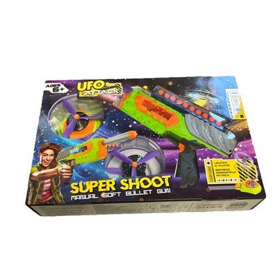 UFO Angriff Super Shoot Spielzeugpistole mit UFO Zielscheiben 3 Zielscheiben mit allen 20 Kugeln