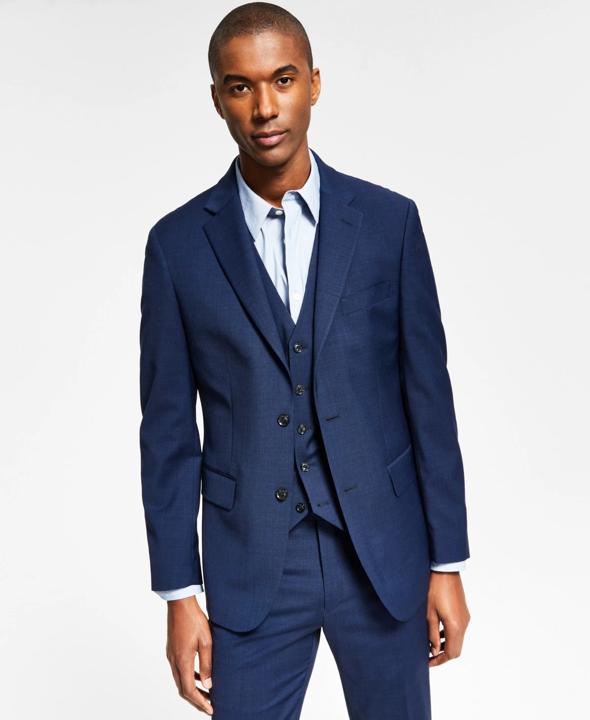 Tommy Hilfiger Mens Modern fit Suit Jacket Blazer 46 R Navy Blue Solid Stretch