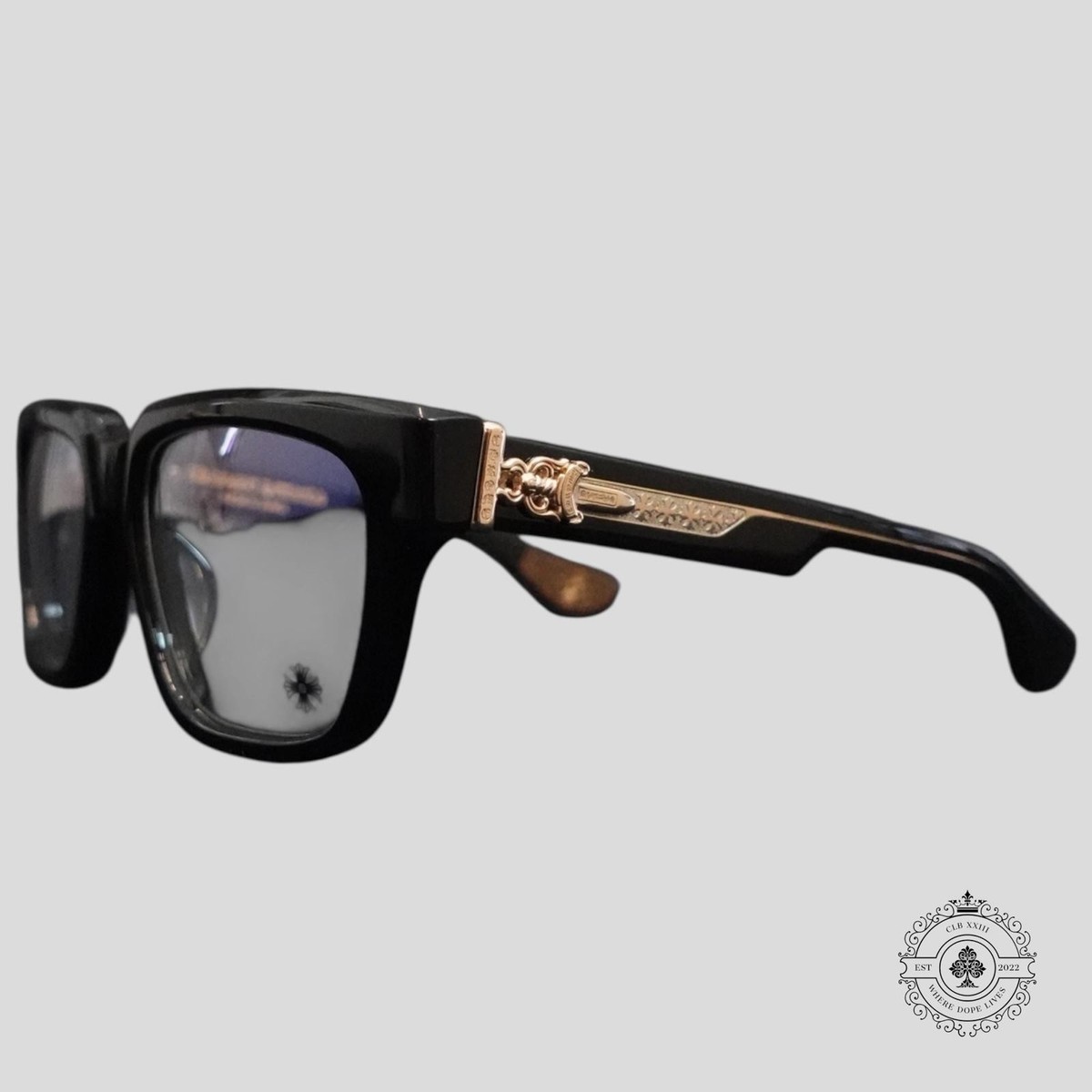 クロムハーツサングラスbox-officer Chrome Hearts Box Officer Glasses in Black/Gold | eBay