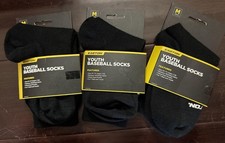 Lot of 3 - Youth Baseball Socks 5Y-7Y Ages 7-8 Black Moisture Wicking Easton NEW