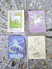 Set Of 4 Vintage Unicorn Bookplates, Fantasy Horse, Collectible Bookplates