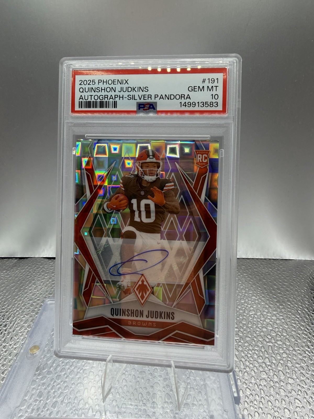 Panini 2025 Phoenix Quinshon Judkins Silver Pandora Autograph #191 PSA 10