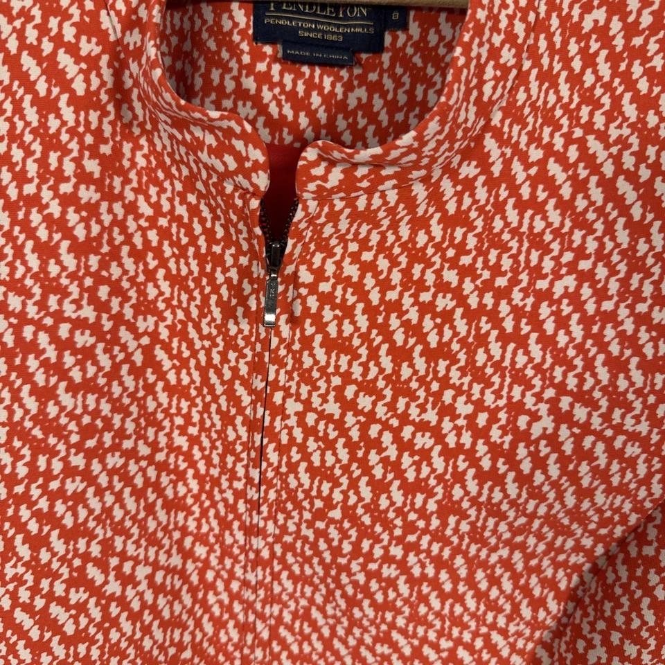 Chaqueta Pendleton Woolen Mills roja y blanca forrada con cremallera completa para mujer talla 8 T1” Foto 2 de 4