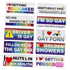 10 PCS Car Funny LGBT Stickers, Waterproof Prank Rainbow Bumper Style 2,stick