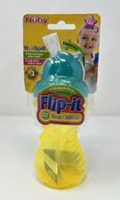 Nuby Flip-It No-Spill Straw Sippy Cup 10oz Yellow BPA-Free 12 Months New
