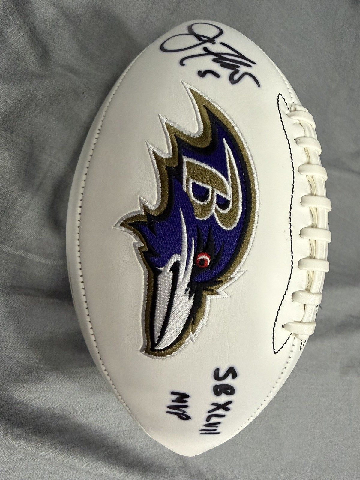 Joe Flacco Autographed Signed Baltimore Ravens Logo Football BAS INSCRIBED SUPER BOWL MVP 