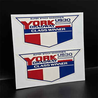 YORK DRAGWAY (Pair) Vintage Style DECAL, STICKER, rat rod, hot rod, racing
