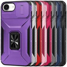 For Apple iPhone 17e/16e Case Magnetic Metal Ring Stand Camera Protection Cover