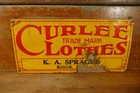 Vintage Curlee Clothes Work Clothing Tin Tacker Sign Advertising Workwear