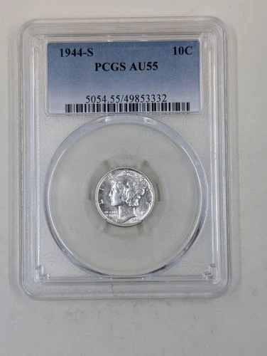 1944 S 10C PCGS AU55 MERCURY DIME