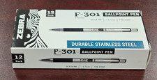 12 ZEBRA F-301 BLACK Ballpoint Pens Dozen 0.7 mm F301 BALL POINT PEN SET  27110