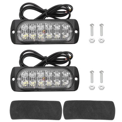 2Pcs 12-LED Aluminum Strobe Lights for Vehicle, White/Red
