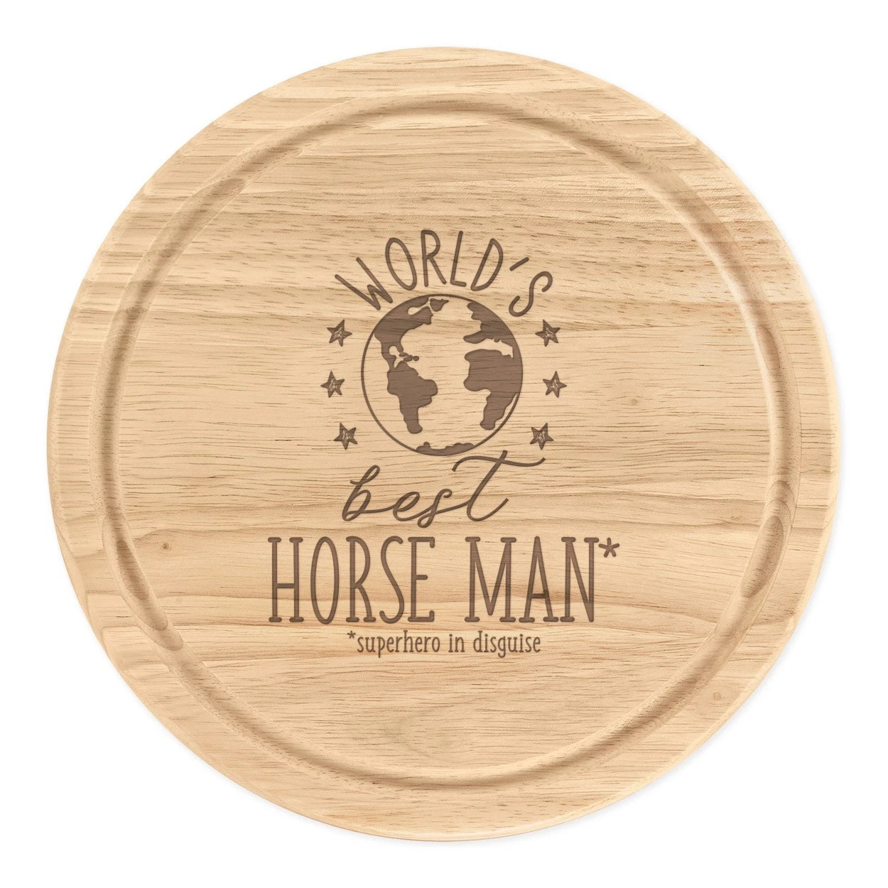 World's Best Horse Man Round Chopping Cheese Board Funny Favourite Animal