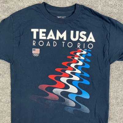 Team USA T-Shirt Mens M Blue Road to Rio Olympics Graphic Athletic Tee
