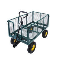500KG Heavy Duty Garden Trolley 220L 4 Wheel Utility Wagon Cart Pneumatic Tyres