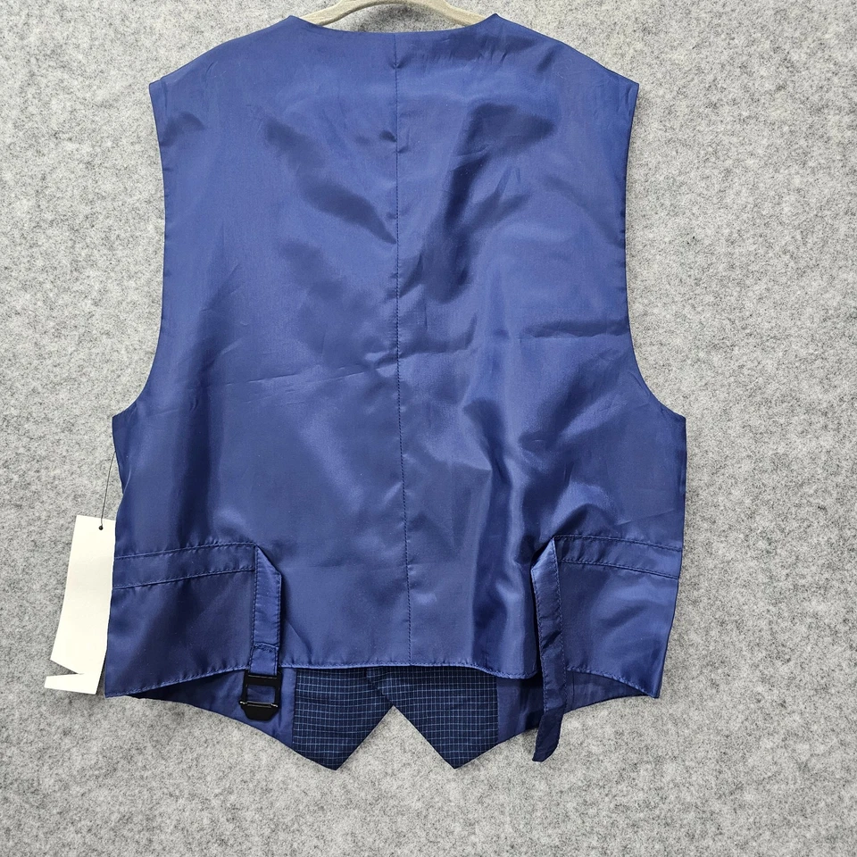 Calvin Klein Vest Boys 14 Blue Grid Check Slim Fit Stretch Formal Suit Waistcoat - Image 2 of 4