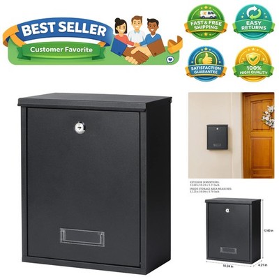 Locking Mailbox Wall Mount Key Lock Drop Box Large Capacity with Galvanized S...