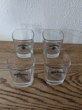 Jack Daniels Old No. 7  X4  Glass JD Square Design Tumblers Very Good Condition 