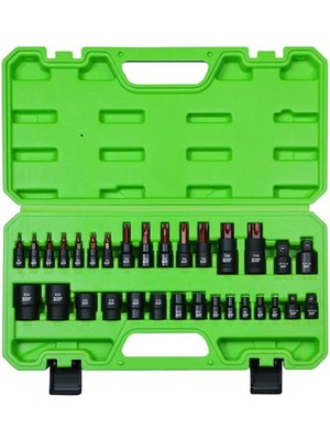 SUNHAMCKP 31 Piece Torx Bit and Socket Set, 14 Star Bits (T8- T70) & 13 E-Tor...