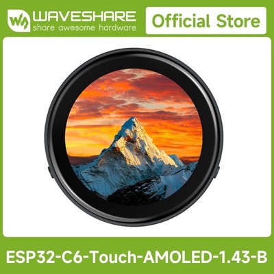 Waveshare ESP32-C6 1.43inch AMOLED Round Touch Display Development Board 160MHz