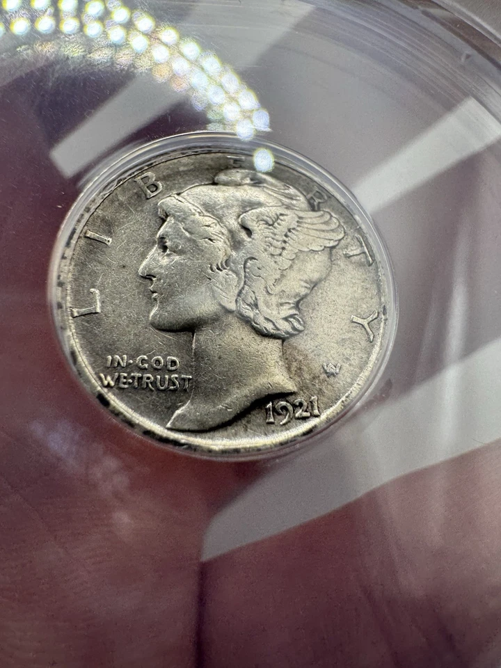 1921-D Key Date Mercury Silver Dime VF-35 Details ANACS - Image 3 of 4