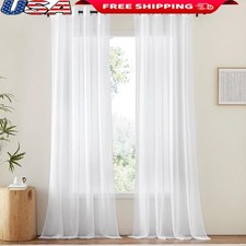Sheer Voile Curtains 2 Panels Lightweight Grommet Window Treatment Airy Soft New