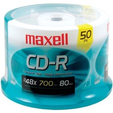 Maxell MAX648250 CDR-700MX48 48x Write Once CD-R Spindle 50pk